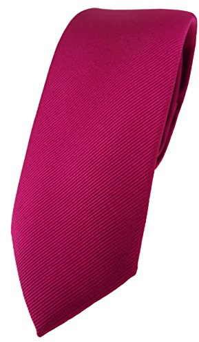 TigerTie - schmale Designer Krawatte in einfarbig uni Rips gemustert – Eleganter Look für Business & Feier – 100% Polyester, Breite 6 cm