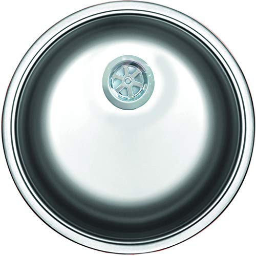 MABEL Lavello Cucina 1 Vasca Circolare Lavandino Cucina Lavello Incasso Acciaio Inox 304 con Finitura Spazzolata Facile da Pulire Lavabo Cucina Profondità Vasca 16 cm - Diametro 43,5 cm