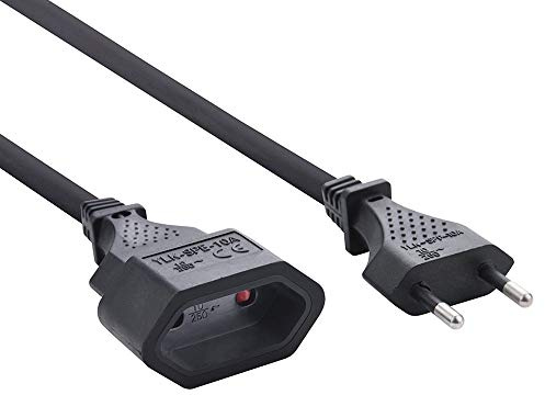 Electraline 900012CBB Cable alargador con Toma y Enchufe Europea Negro, 5 MT