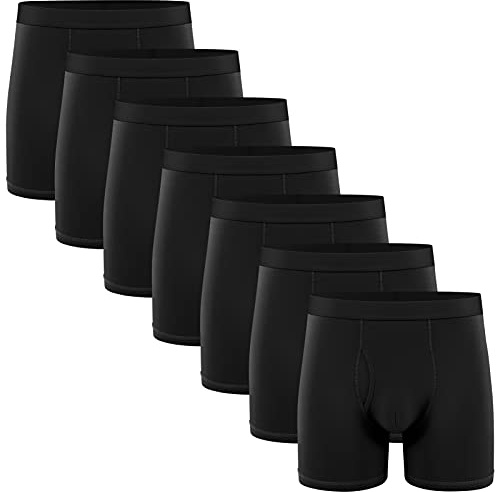 Natural Feelings Mens Boxers Underwear Multi Pack Cotton Breathable Boxer Shorts for Men of 7 Boxer Briefs, L, A: Black Pack of 7