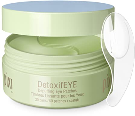 Pixi Detoxifeye Depuffing Hydrogel Under Eye Patches, Acido Ialuronico, Gold Caffeine Eye Patches per la zona sotto gli occhi, Idrata la zona degli occhi, 30 paia, 60 cerotti