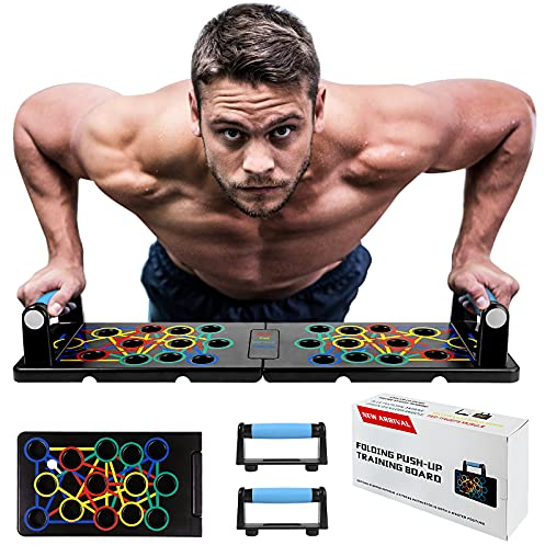 Push Up Board Pliable Ensemble de planches push-up Premium 24 en 1, pliable et portable, salle de gym à domicile, équipement de fitness pour la maison