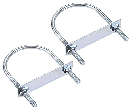 sourcing map 2 juegos de pernos redondos en U de 80 mm de ancho interior de 130 mm de largo, acero M8 con tuerca, placa