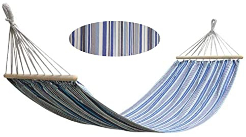 BURI Hängematte 200x90cm Hängeliege Stabhängematte Sonnenliege Gartenhängematte, Farbe:schmal gestreift