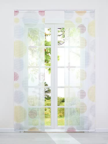 HeichkelL Voile Schiebegardinen 2er Set Flächenvorhang kurz Schiebevorhang für Schienensystem inkl. Klettband und Beschwerungszubehör Fensterstores Raumteiler 2 Stück BxH 57x145 cm Bunt