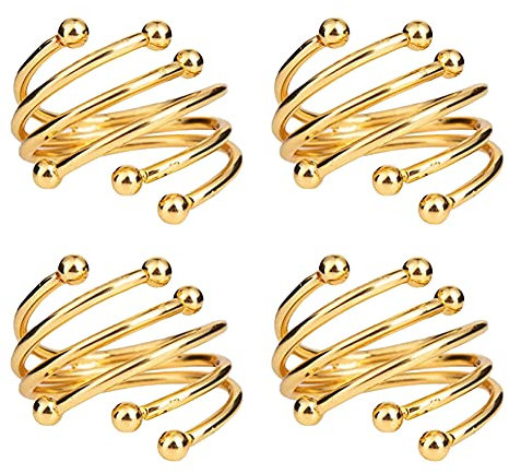 Decoracion Napkin Rings Aro De Servilleta Hebilla Brillo de Larga duración La Cena servilletas Anillos Anillos de servilletas para el hogar delicados a,Gold