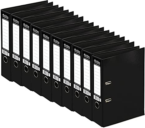 ED 10 x Pukka A4 Glossy 2-Ring Lever Arch File School Work Office 75mm Spine File Organiser (Black)