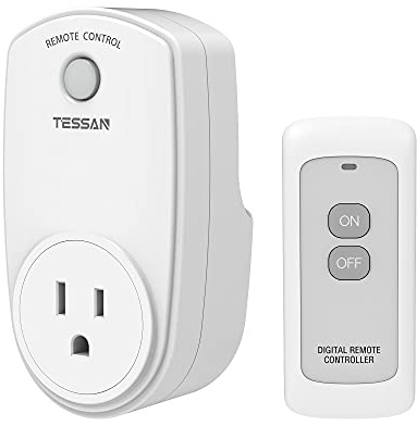 Remote Control Outlet, TESSAN Wireless Electrical Plug Switch for Lights, Lamps, Fans, 100ft RF Range, 1200W (1 Remote + 1 Outlet)