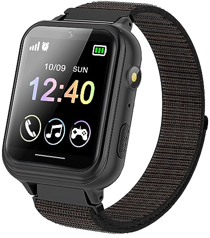 PTHTECHUS Smartwatch per Bambini, Telefono Smartwatch con Lettore Musicale per Ragazzi e Ragazze Giochi SOS Contapassi Touchscreen Fotocamera Orologio per Bambino 4-12 Anni Regalo