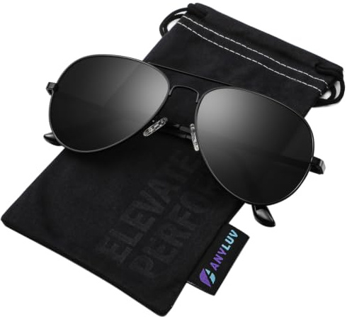 ANYLUV Pilot Sunglasses-Mens Polarised Sunglasses-Womens: UV400 Protection Sun glasses Metal Frame for Driving Running Hiking
