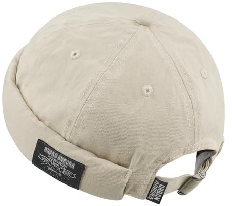 Clakllie Cotton Docker Cap Seemannsmütze Hafenmütze Original Dockermütze Herren Sommer Brimless Hat Kopfbedeckung Seemannskappe Ohne Schirm Rolled Cuff Harbour Hat Unisex