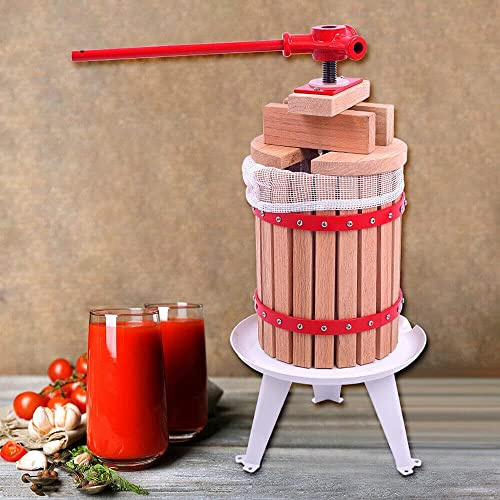 NAIZY Pressoir à Fruits Manuel 6L Presse à Vin avec Sac en Tissu Presse à Pommes Presse à Jus de Poire Presse à Purée (Presse à Fruits,6L)