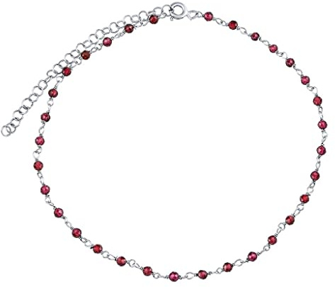 SILVEGO Damen Armband aus 925 Sterling Silber mit Natursteinen (Granat)