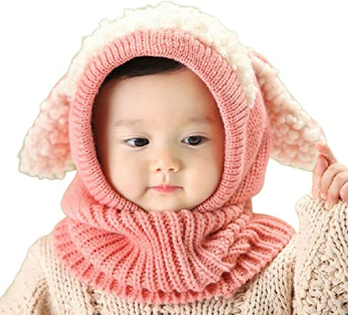 LICHENGTAI Baby Wintermütze Kleinkind Mütze und Halstuch Set Baby Kinder Mütze Beanie Strickmütze Nettes Ohr Plüsch Beanie Hut für 1-4 Jahre alte Jungen Mädchen