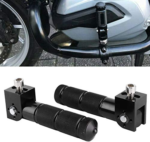 2 Stück Motorrad Fußrasten, 90 Grad Klappbare Fußrasten Pedale Aluminium Modifizierte Hinterpedal Motorrad Fußstütze Pedal Rundes Klapppedal Universal Fußpedale Stützstange 8mm(Schwarz)