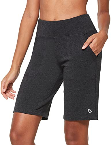 baleaf Damen 10 Bermuda Shorts Knielang Sommer Kurze Hose Hohe Taile Sporthose kurz mit Taschen Laufshorts Runningshorts | Hoher Bund, Bauchkontrolle. 3 Taschen. Quick Dry, blickdicht, dehnbar. Knielang, scheuerfrei. Sport & Freizeit.