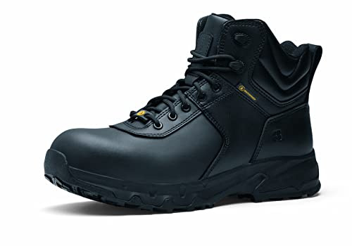 Skor för Crews Guard Mid, säkerhetsskor CE-certifierade S3 HRO WR SRC, unisex arbetsstövlar med halkfri yttersula, vattenavvisande säkra arbetsskor för män och kvinnor, svart, 40 EU