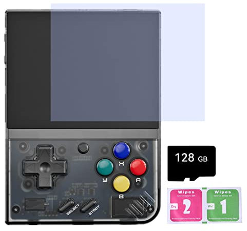 Miyoo Mini Plus Handheld Game Console, 3.5-Inch Retro Emulator Console Built-In 11000 Games, Support Wi-Fi Battle, Open-Source Emulators, Cortex-A7 Processor(128G Transparent Black)
