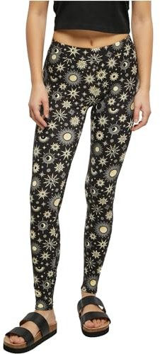 Urban Classics Ladies Soft AOP-leggings, damleggings, finns i många olika färger, storlekar XS – 5XL, Blacksun, 5XL