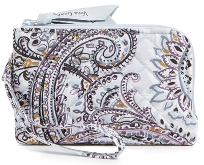 Vera Bradley damplånbok i bomull med dubbla dragkedjor och RFID-skydd., onesize