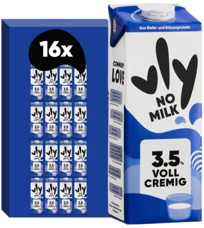 vly NO MILK - Das 3,5% Gefühl | Die vegane Milchalternative aus Erbsenprotein | Extra Cremig | Ballaststoffen Calcium Vitamine Protein | Laktosefrei Zuckerarm Pflanzlicher Eiweiß Drink - 16x1L