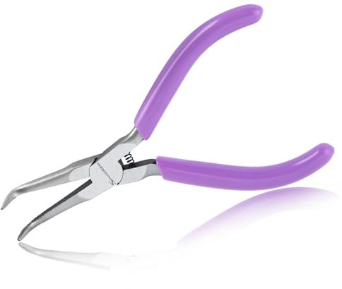 SPEEDWOX Bent Needle Nose Pliers With Serrated Jaw Mini 45-Degree Bent Long Nose Pliers Needle Remover Pliers Fishing Tools Precision Pliers for Jewelry Making Wire Bending and Small Object Gripping