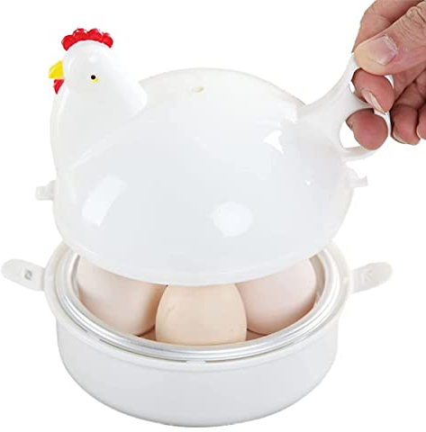 Novent Mikrowellen-Eierkocher - Schneller Eierkocher in Hühnerform - 4 Eier Elektrischer Eierkocher - Safe Kitchen Egg Boiler Steamer Gadgets
