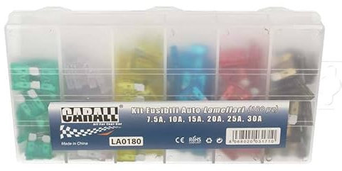 A2ZWORLD Kit 180 Fusibile Piatti Lama | Lamellare per Auto/Moto/Camper/Barca/Camion/Quad 7.5A-10A-15A-20A-25A-30A | 12V 24V