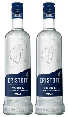 ERISTOFF Vodka Premium, Filtrée au Charbon, Spirit Vodka Triple Distillée, 37,5% Vol, 70cL / 700mL (Lot de 2)