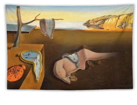 CEWO Persistence of Memory Salvador Dali Maler-Poster, Wandkunst, Tapisserie, Schriftrolle, Wandteppich, Gemälde, Bild, Wohnzimmer-Dekoration, Zuhause, Schlafzimmer, 101,6 x 152,4 cm