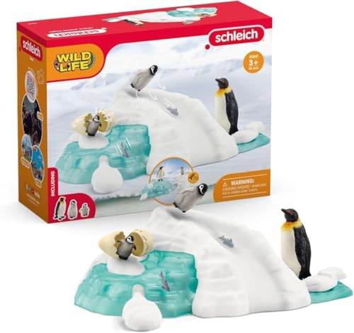 Schleich WILD Life | Pinguin-Familienspaß 42661 | ab 3 Jahren | 14 Teile | Spielset inkl. 3 Pinguine, 2 Fische, Hügel, Ei & viele Funktionen | tolles Zoo Spielzeug | Spielfiguren für Kinder