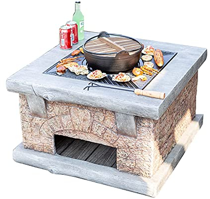 NOALED Set di bracieri da Esterno, braciere Quadrato a Legna, con parascintille, Set di bracieri per Barbecue da Giardino nel Cortile