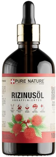 CHOSA Bio Rizinusöl Kaltgepresst Unraffiniert 100% Reines 100ml + Pipette - Rizinus Öl Haare, Haut, Bart, Wimpern - Vegan Massageöl & Haaröl - für DIY Kosmetik - Castor Oil 100 ml Flasche