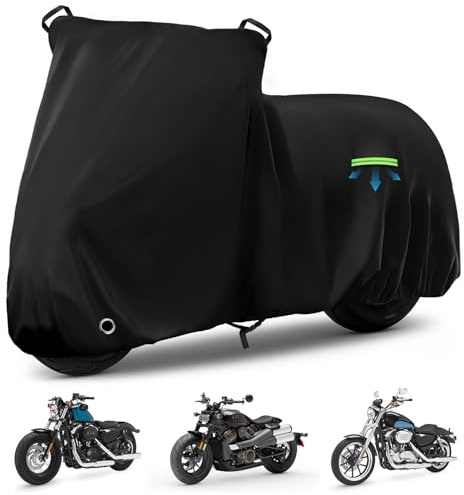 Motorradabdeckung Wasserdicht für Harley Davidson Nightster/Nightster Special/Sportster S/Sporster 883, Heavy Duty Sonne UV Regen Staub Schutz Motorradabdeckung mit weichem Baumwollfutter