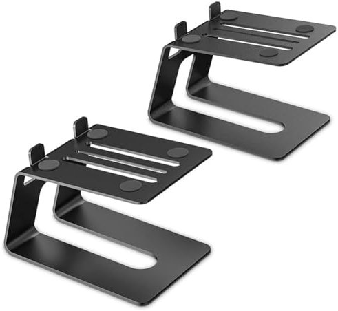 FVZWKHD Supporto per altoparlante desktop, 1 coppia, riser per monitor da studio con cuscinetto antivibrazioni e design di inclinazione a 5°