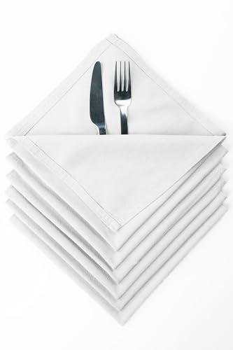jilda-tex Pack Servietten-Set Stone-Washed Renforce Tischwäsche Lissabon 100% Bio-Baumwolle Knitterlook Bügelfrei Uni Leinen-Optik GOTS Made in Green (Weiß, 12er Set (12x 42x42 cm))