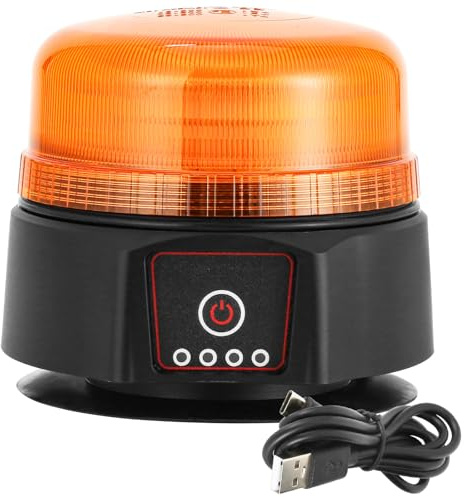 ETUKER LED Rundumleuchte Magnet AKKU Kabellose Blitzleuchte Gelbe 2x Blitzmuster KFZ Frontblitzer fürTraktor LKW Wasserdicht