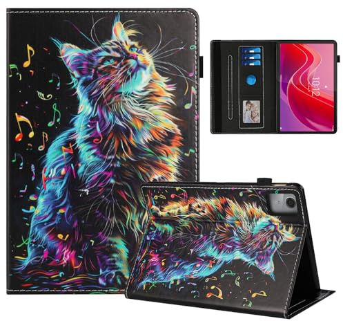 Rostsant Coque pour Lenovo Tab M11 2024 Impression Graphique Housse en Tablette Cuir PU Protection pour Lenovo Tab M11 11 Pouces TB330FU Chat en Note de Musique