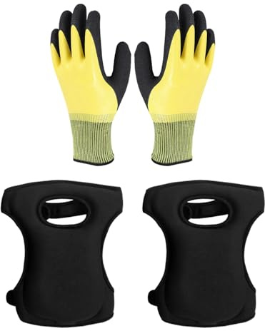 1 Pair of Gardening Knee Pads and 1 Pair of Gardening Gloves, Waterproof and Wear-Resistant Gloves, Sponge Elastic Knee Pads, Gardening Work Supplies