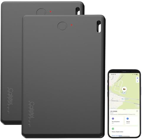Callstel Gegenstandfinder: 2er-Set Schlüsselfinder, kabelloser Ladefunktion, Kreditkartenformat (Airtags MFi, Smart Finder, Key)