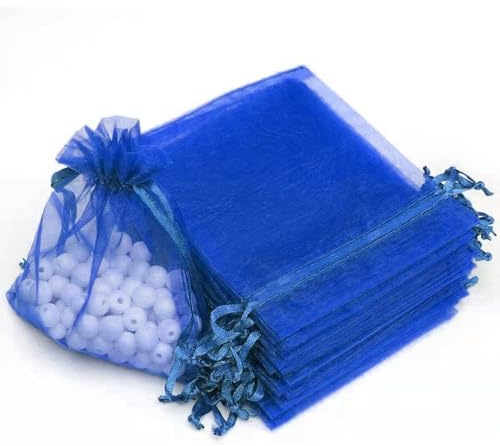 100 Stück Organzasäckchen, Organzabeutel, 9 x 12 cm, Geschenkbeutel Organza, Schmuckbeutel, Hochzeit-Säckchen, Lavendelsäckchen-Säckchen, Hochzeitsbevorzugung, Festivalparty (Königsblau)
