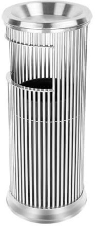 Cubo de Basura para Exteriores Cubo de Basura Comercial para Exteriores Cubo de Basura cilíndrico, Cubo de Basura Vertical de Acero Inoxidable con Bandeja de cenicero Superior, Contenedor de