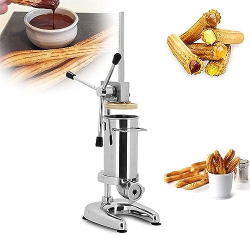 IUokLU Máquina Vertical Manual de Acero Inoxidable para Hacer donas 2 l/3 l para Uso Comercial y doméstico con 5 moldes para embutir Salchichas 3 l,3 litros