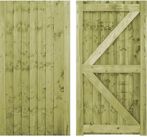 Wooden Featheredge Garden Gate, Pressure Treated, 180cm High x 99cm Wide x 6cm Deep, Brown, Contemporary Garden Style, Wood Material (180cm High x 99cm Wide x 6cm Deep)