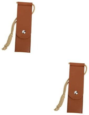 HEMOTON Ensemble De Couverts En Cuir 2 Pièces De Rangement Étanche Pour Ustensiles De Vaisselle Portable Suspendu Pour Camping En Plein Air Porte-Couverts De Pique-