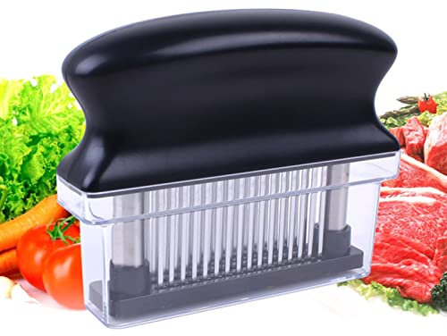 Werwing Attendrisseur de viande professionnel - 48 lames en acier inoxydable - Outil de marinage de viande pour bœuf, poulet, porc, poisson - Attendrisseur de steak robuste avec couvercle de sécurité