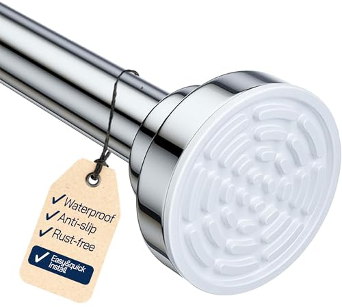 Adjustable Shower Curtain Rod 26-78 Inches – No Drill Tension Shower Rod, Heavy Duty Spring Tension Rod, Rust Resistant Stainless Steel, Non-Slip Telescopic Rods for Bathroom, Closet, Window (Silver)