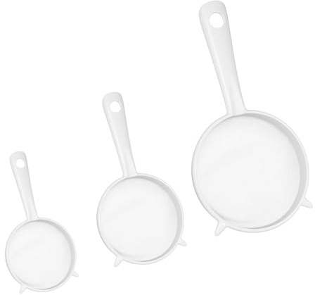 Andibro 3-teiliges Sieb-Set aus Kunststoffnetz, feines Sieb mit Griff für Kefir, Tee, Kaffee, Nussmilch, Mehlsieb, spülmaschinenfest