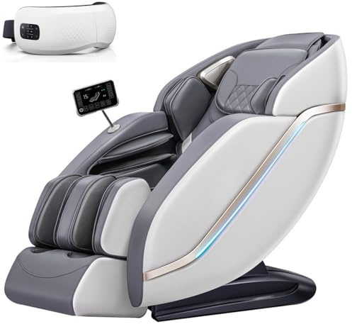 Massagestol, Flera Massagelägen Stor 4D-massagestol Lyxig Massagesoffa Zero Gravitys Bluetooth-anslutning För Kontorspendling(Bianco)