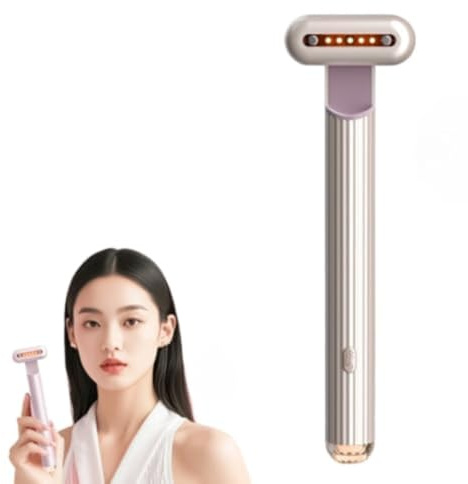 Nuvaskin 2.0 - Réduit Efficacement Les Cernes Et Les Poches Sous Les Yeux,Baguette Magique 4 En 1 Anti-âge Et Anti-rides,Appareil De Soin À Domicile (Jaune doré)